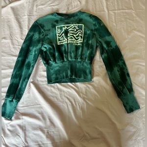 Keith Haring cropped green sweatshirt